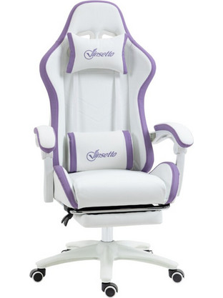 Vinsetto Καρέκλα Gaming Δερματίνης Λευκή Μωβ 921-618V02WT