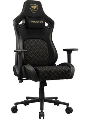 Cougar Defensor Gold F Καρέκλα Gaming Υφασμάτινη με Ρυθμιζόμενα Μπράτσα Μαύρη