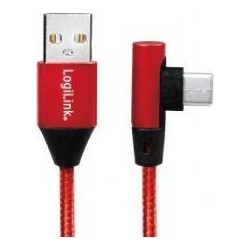 LogiLink CU0146 Angle 90° Braided USB-A to USB-C 1m Red 4052792052732