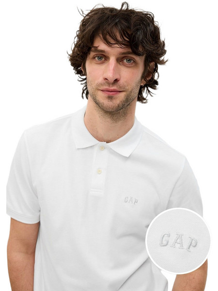 Gap Ανδρική Μπλούζα Polo Κοντομάνικη Λευκή 586306-005
