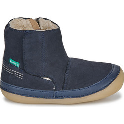 Kickers Παιδικά Μποτάκια Navy Μπλε Δερμάτινα με Σκρατς & Γούνα 972450-10-10