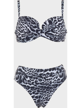 Gsecret Bikini Set Ψηλόμεσο Animal Print Ανθρακί SQ66971-34031