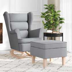 vidaXL Κουνιστή Πολυθρόνα με Υποπόδιο Γκρι 3307997
