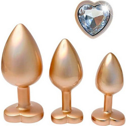 Dream Toys Gleaming Love Heart Trainer Kit Σετ Πρωκτικές Σφήνες Diamond Plugs Χρυσές 3τμχ