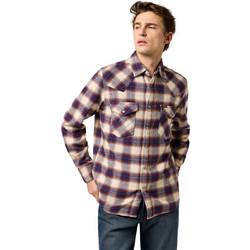 Wrangler Ανδρικό Πουκάμισο Βαμβακερό Καρό Μακρυμάνικο Κανονική Γραμμή Μπλε Μπεζ 112371545