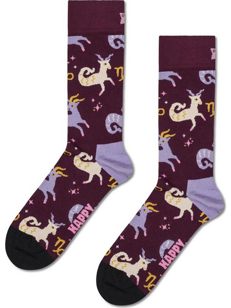 Happy Socks Capricorn Ανδρικές Κάλτσες Ψηλές με Σχέδια Μπορντό P003381-1000