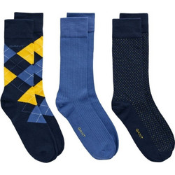 Gant Ανδρικές Κάλτσες Ψηλές Navy Μπλε Royal Blue 3Pack 3G9960314-433