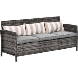Outsunny Τριθέσιος Καναπές Εξωτερικού Χώρου Rattan Γκρι 173x68x78cm 860-085