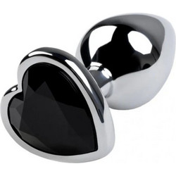 Kinksters Heart Small Πρωκτική Σφήνα Diamond Plug Ασημί Μαύρη