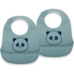 Nuuroo Alfie Panda Σετ Αδιάβροχες Σαλιάρες Σιλικόνης με Κουμπί & Τσέπη 6m+ Lead 2τμχ