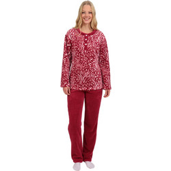 Lydia Σετ Γυναικείες Πιτζάμες Χειμωνιάτικες Fleece Κόκκινες 25601