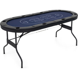Costway Τραπέζι Poker 8 Ατόμων με Ποτηροθήκες 182x82x75cm NP11878BL