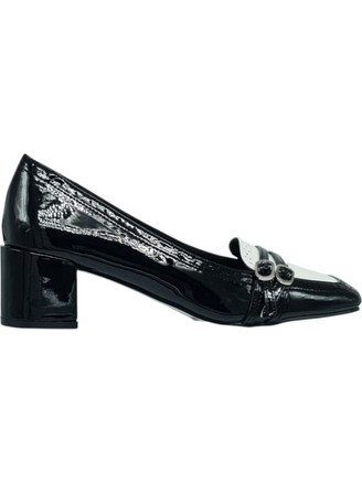 Envie Shoes Γόβες Λουστρίνι με Χοντρό Χαμηλό Τακούνι Μαύρες E84-22353-33
