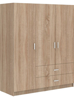 Pakoworld Τρίφυλλη Ντουλάπα Ρούχων Royal Sonoma 150x58x177cm 361-000116