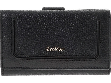 Lavor Μεγάλο Δερμάτινο Γυναικείο Πορτοφόλι RFID με Clip & Φερμουάρ Μαύρο 1-6158