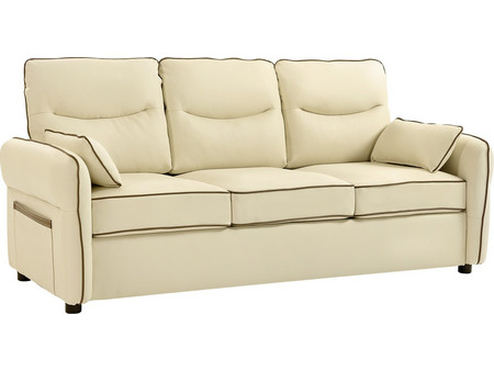 HOMCOM Τριθέσιος Καναπές από Δερματίνη Μπεζ 190x83x90cm 83B-534V04BG