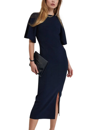 Ted Baker Aedna Midi Φόρεμα για Γάμο / Βάπτιση Μεταξωτό Navy Μπλε 282696