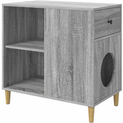 vidaXL Ξύλινo Σπιτάκι Γάτας 72x42.5x70cm Γκρι 8000686