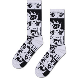 Happy Socks Anime Stripes Ανδρικές Κάλτσες Ψηλές με Σχέδια Λευκές P003106-1000