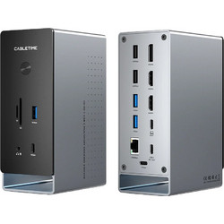 Cabletime CT-DK181-AG USB-C Docking Station με DisplayPort / HDMI PD Ethernet και Σύνδεση 3 Oθονών