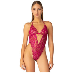 Milena By Paris Sexy Κορμάκι String See Through με Δαντέλα Φούξια 2453