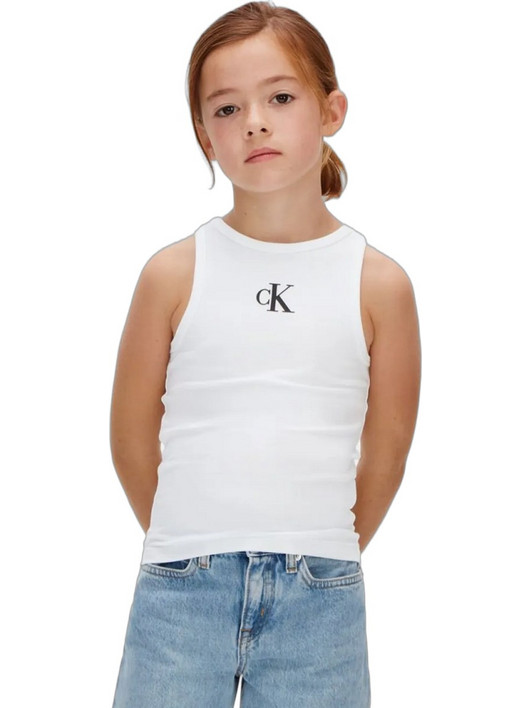 Calvin Klein Παιδικό T-Shirt Αμάνικο Λευκό LVCKSJB10G-YAF