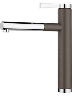 Blanco Linee-S 518445 Μπαταρία Κουζίνας Πάγκου Διπλής Παροχής Ανάμεικτη με Ντουζ Καφέ