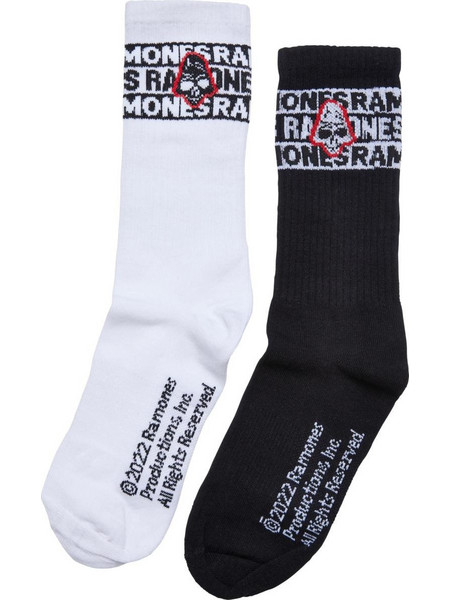 Merchcode Ramones Ανδρικές Κάλτσες Ψηλές με Σχέδια Μαύρες Λευκές 2Pack MC814-00826