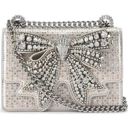 Kurt Geiger Bow Small Shoreditch Γυναικείο Τσαντάκι Χιαστί Υφασμάτινο Ασημί με Αλυσίδα 0508263609