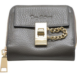 Leather 100 Μικρό Δερμάτινο Γυναικείο Πορτοφόλι με Clip & Φερμουάρ Γκρι 05-WALLET-T-856-213