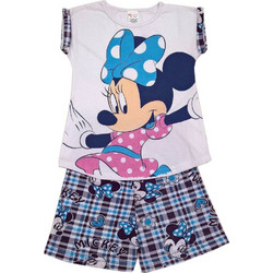 Beboulino Minnie Mouse Παιδική Πιτζάμα Βαμβακερή Καλοκαιρινή Λευκή Navy Μπλε 801-081