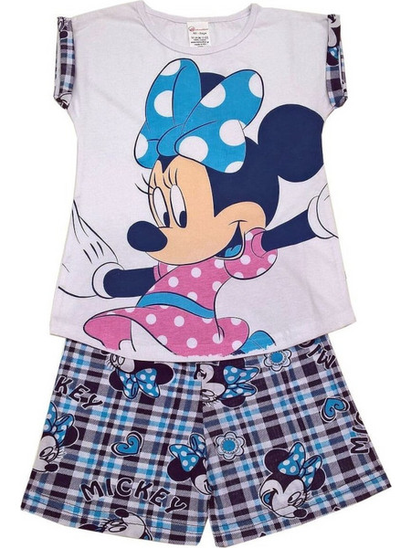Beboulino Minnie Mouse Παιδική Πιτζάμα Βαμβακερή Καλοκαιρινή Λευκή Navy Μπλε 801-081