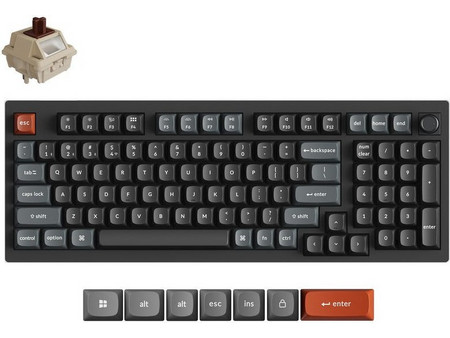 Keychron V5 Ultra 8K Ασύρματο Μηχανικό Gaming Πληκτρολόγιο με Keychron Silk POM Brown Διακόπτες RGB Black