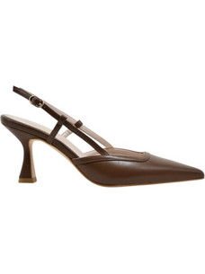 Fardoulis Γόβες Slingback Δερμάτινες με Λεπτό Ψηλό Τακούνι Καφέ 738-165