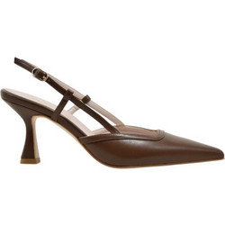 Fardoulis Γόβες Slingback Δερμάτινες με Λεπτό Ψηλό Τακούνι Καφέ 738-165