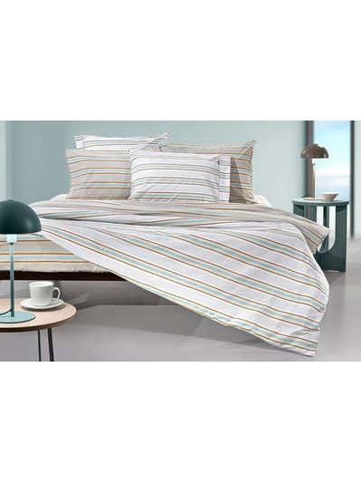 Guy Laroche Σετ Σεντόνια King Size Βαμβακερά 270x265 Pinstripe Natural