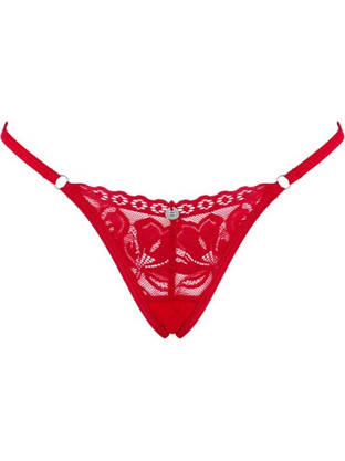 Obsessive Lacelove Γυναικείο Sexy String με Δαντέλα Κόκκινο 5901688251430