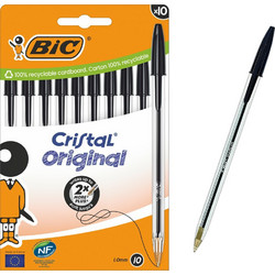 BIC Cristal Original Σετ Στυλό Διαρκείας 1mm Μαύρο 10τμχ