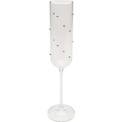Kare Design Σετ Ποτήρι Σαμπάνιας Γυάλινo Κολωνάτο Dots Διαφανές Ασημί 200ml