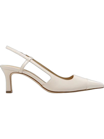 Michael Kors Γόβες Slingback Δερμάτινες με Λεπτό Χαμηλό Τακούνι Λευκές 40R6AOMS1L-289