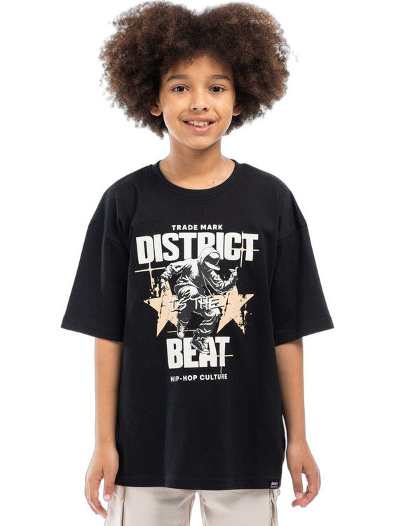 District75 Παιδικό T-Shirt Κοντομάνικο Μαύρο 126KBSS-713-071