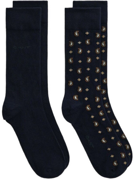 Gant Ανδρικές Κάλτσες Ψηλές με Σχέδια Navy Μπλε 2Pack 3G9960360-410