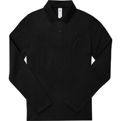 B&C Collection Γυναικεία Μπλούζα Polo Μακρυμάνικη Μαύρη PW462