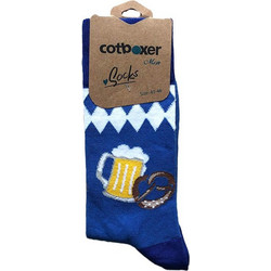 Cotboxer Beers & Pretzel Ανδρικές Κάλτσες Ψηλές με Σχέδια Royal Blue CT30A