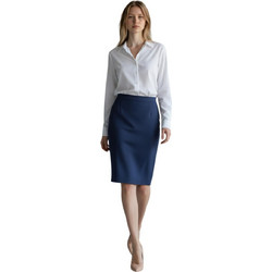Vagias Μίντι Φούστα Υφασμάτινη Ψηλόμεση Pencil Navy Μπλε 630-10