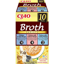 Inaba Ciao Adult Broth Variety with Chicken, Tuna, Salmon & Scallop 10x40gr