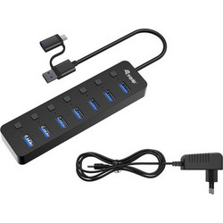 Equip 128965 USB Hub 3.0 USB-A με 7 Θύρες USB-A & Εξωτερική Παροχή Ρεύματος