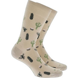 Walk Cactus Bamboo Ανδρικές Κάλτσες Ψηλές με Σχέδια Μπεζ W304-50