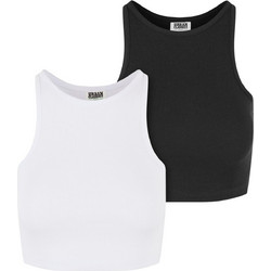 Urban Classics Γυναικείο Καλοκαιρινό Crop Top Ριπ Μαύρο Λευκό 2Pack TB6185A-02906