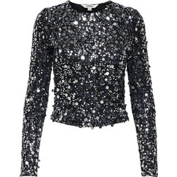Only Γυναικείο Χειμερινό Crop Top με Παγιέτες Ασημί 15358382